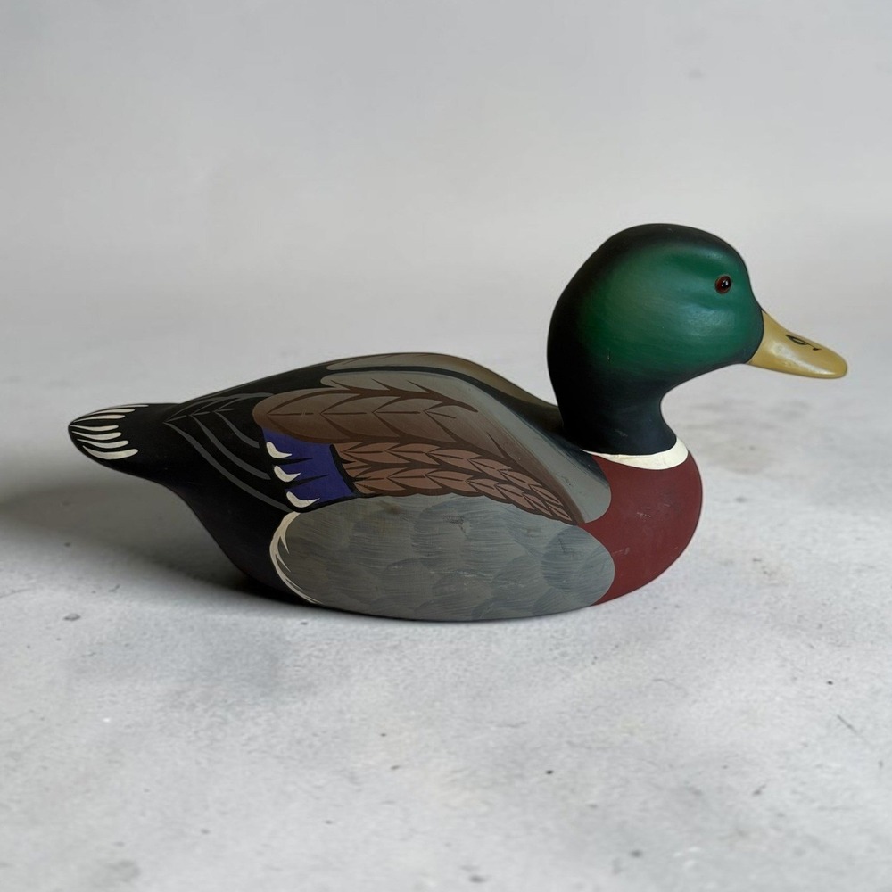 Hornick Bros Stoney Point Decoys 1981 Signed Mallard Duck Wooden Figurine Green